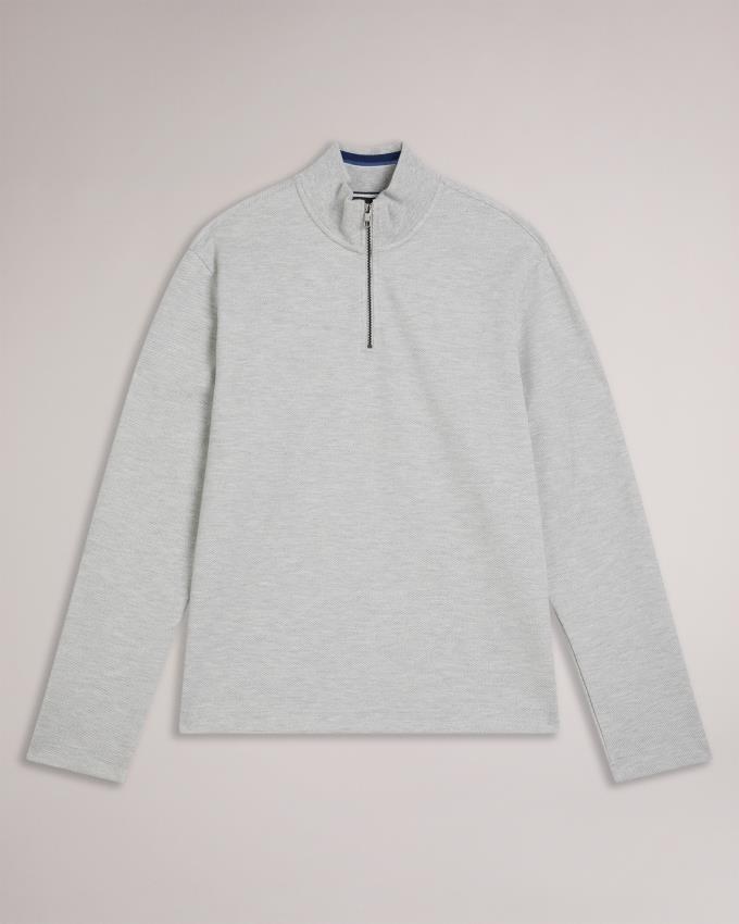 Pull Ted Baker Half Zip Funnel Neck Grise Clair Homme | JAX-81318558